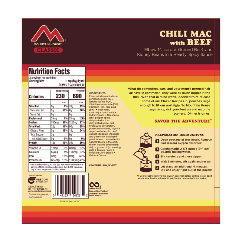 Mountain House Classic Chili Mac With Beef Freeze Dried Meal 3 Mountain House Classic Chili Mac With Beef Freeze Dried Meal - Image 3