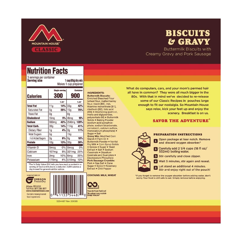 Mountain House Classic Biscuits & Gravy Freeze Dried Meal 3 Mountain House Classic Biscuits & Gravy Freeze Dried Meal - Image 3
