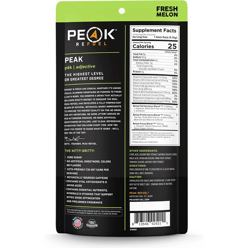 Peak Refuel Re-Energizing Drink Mix - Melon (10 Pack) 1 Peak Refuel Re-Energizing Drink Mix - Melon (10 Pack)