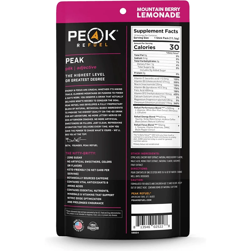 Peak Refuel Re-Energizing Drink Mix - Mtn Berry (10 Pack) 5 Peak Refuel Re-Energizing Drink Mix - Mtn Berry (10 Pack) - Image 5