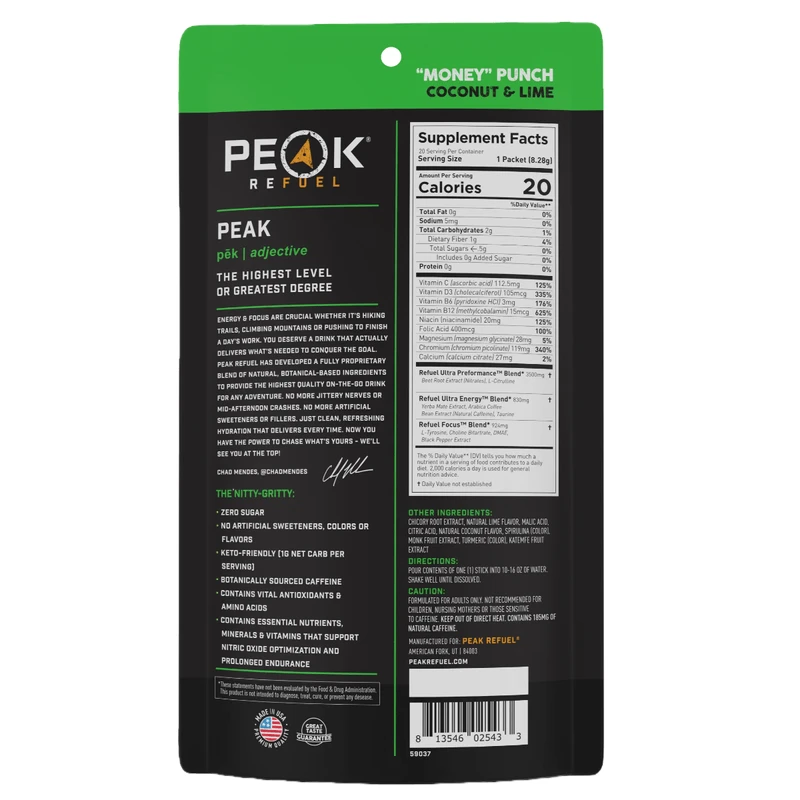 Peak Refuel "Money" Punch Coconut & Lime Energy Drink 2 Peak Refuel "Money" Punch Coconut & Lime Energy Drink - Image 2