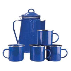Stansport Enamel Percolator Coffee Pot & 4 Mug Set