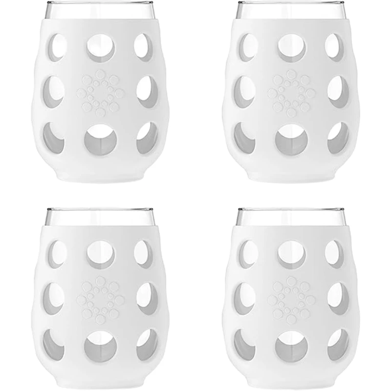 LIfefactory Wine Glass With Protective Silicone Sleeve (4 Pack) 1 LIfefactory Wine Glass With Protective Silicone Sleeve (4 Pack)